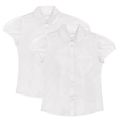 Pack of two girls' white puff sleeve blouses